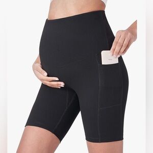 Amazon Black Maternity High-Waist Athletic Bike Shorts with Side Pocket